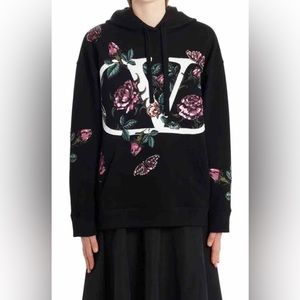 Valentino Black Embelished hoodie sweatshirt